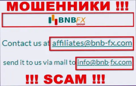 Адрес электронного ящика мошенников BNB-FX Com, информация с официального интернет-портала