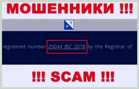 Номер регистрации конторы PlazaTrade, возможно, что фейковый - 25044 IBC 2018