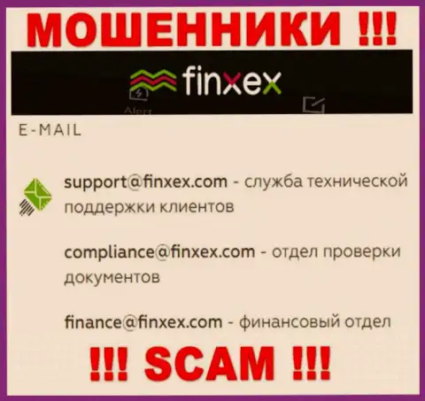 В разделе контактов интернет-мошенников Финксекс, размещен именно этот электронный адрес для обратной связи с ними