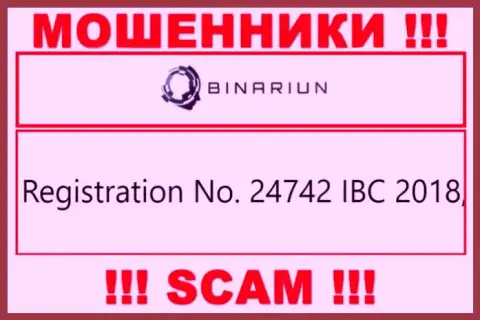 Номер регистрации конторы Binariun, которую нужно обходить десятой дорогой: 24742 IBC 2018