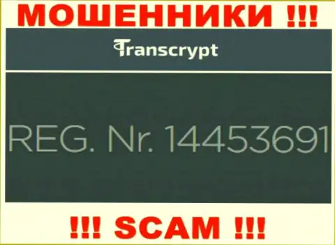 Регистрационный номер компании, которая владеет TransCrypt - 14453691