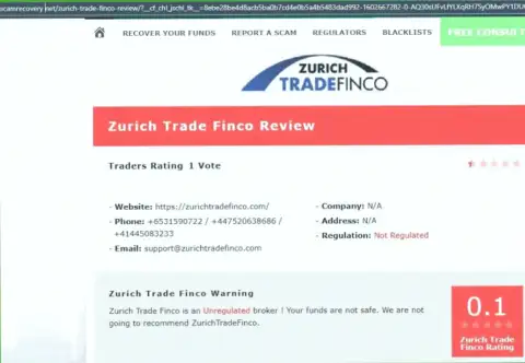 Подробный обзор ZurichTradeFinco Com, отзывы реальных клиентов и доказательства лохотрона