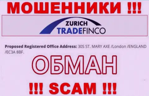 Так как адрес на сервисе Zurich TradeFinco ложь, то и совместно работать с ними слишком опасно
