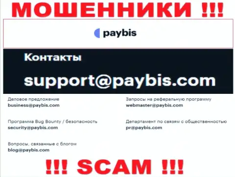 На сайте конторы PayBis показана электронная почта, писать на которую рискованно