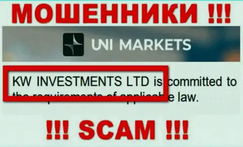 Владельцами UNIMarkets оказалась компания - KW Investments Ltd