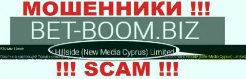 Юридическим лицом, управляющим internet-мошенниками Bet Boom Biz, является Hillside (New Media Cyprus) Limited
