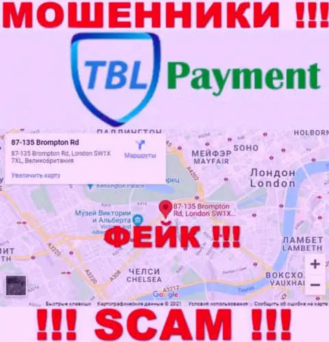 С мошеннической компанией TBL Payment не работайте совместно, информация в отношении юрисдикции липа