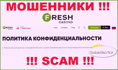 Юр лицо интернет мошенников Fresh Casino - это GALAKTIKA N.V