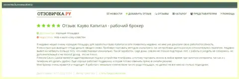 Ещё один мнение о Форекс-брокерской организации CauvoCapital на портале otzovichka ru