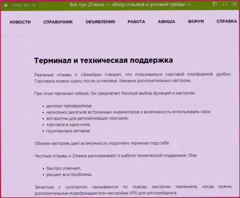 Подробный обзор функционала официального сервиса брокерской фирмы Zinnera в материале на сайте Tvoy-Bor Ru