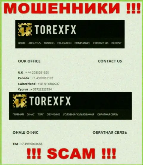 В запасе у интернет-мошенников из конторы TorexFX имеется не один номер телефона